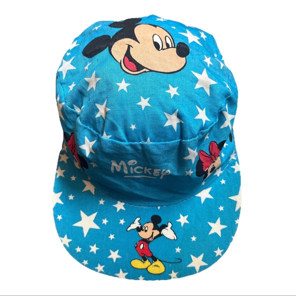 Vintage Walt Disney Co Mickey Mouse Minnie Stars Goofy blue Painters Hat 80 Rare - Picture 2 of 16